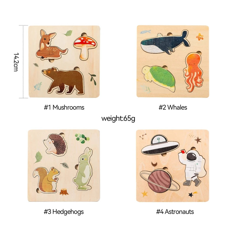 Puzzles en Bois Animaux et Espace pour Enfants