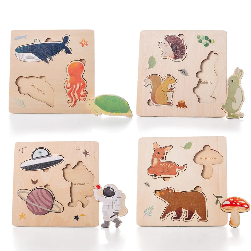 Puzzles en Bois Animaux et Espace pour Enfants