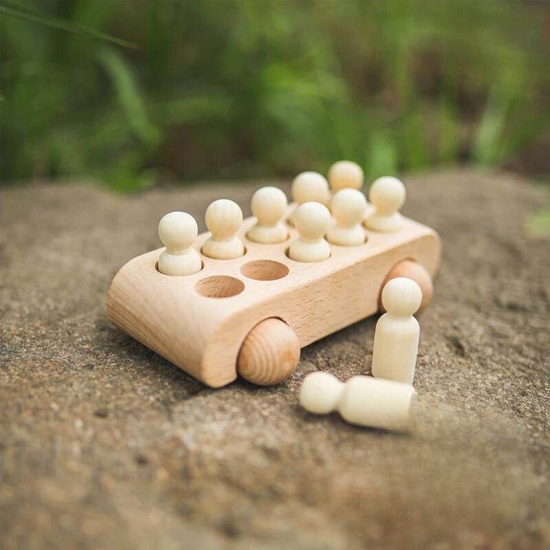 Jouet en bois - Voiture figurines en bois naturel